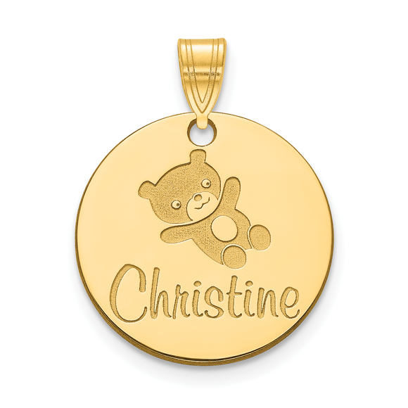 Sterling Silver/Gold-plated Small Customized Circle Pendant - Picture 1 of 3